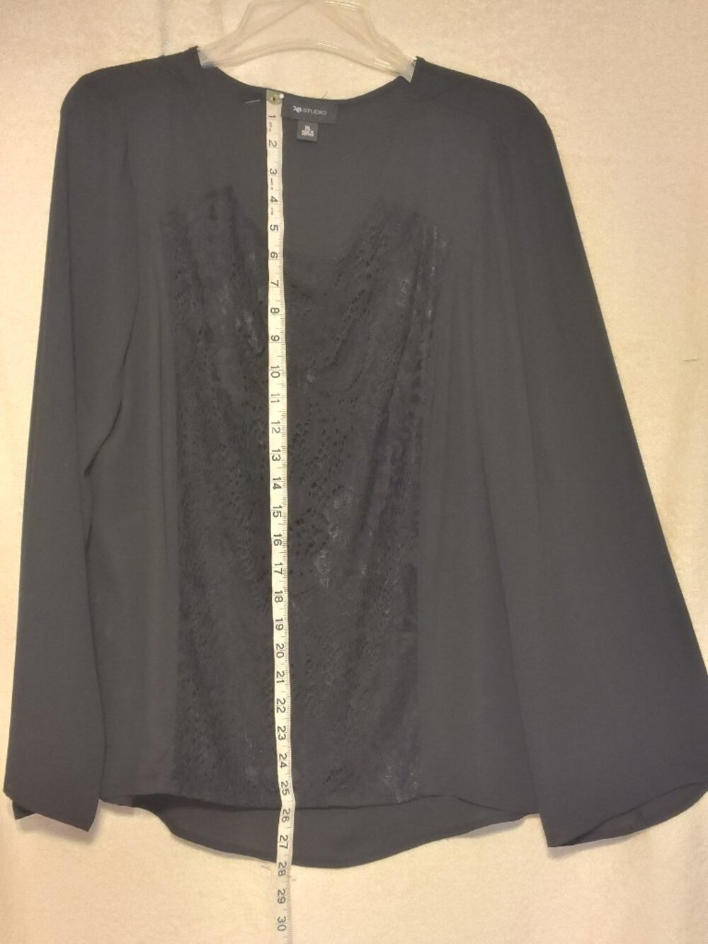 Black elegant blouse lace front XL